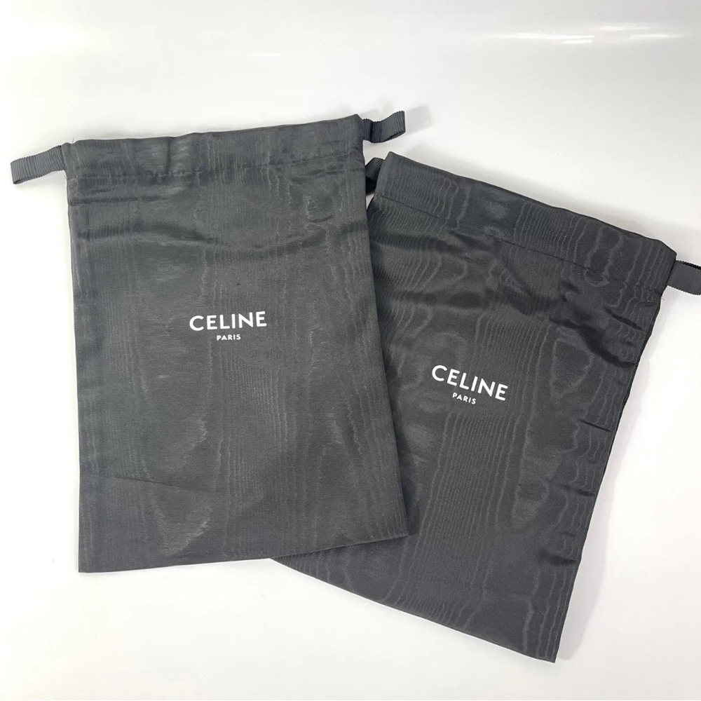 Set of 2 CELINE Dust Bag Drawstring Pouch for Shoes Black 9.5” x 13” Authentic